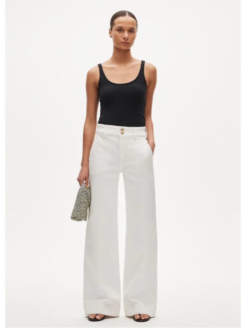 NWT J. Crew Denim Trouser Jean Stacked Buttons White